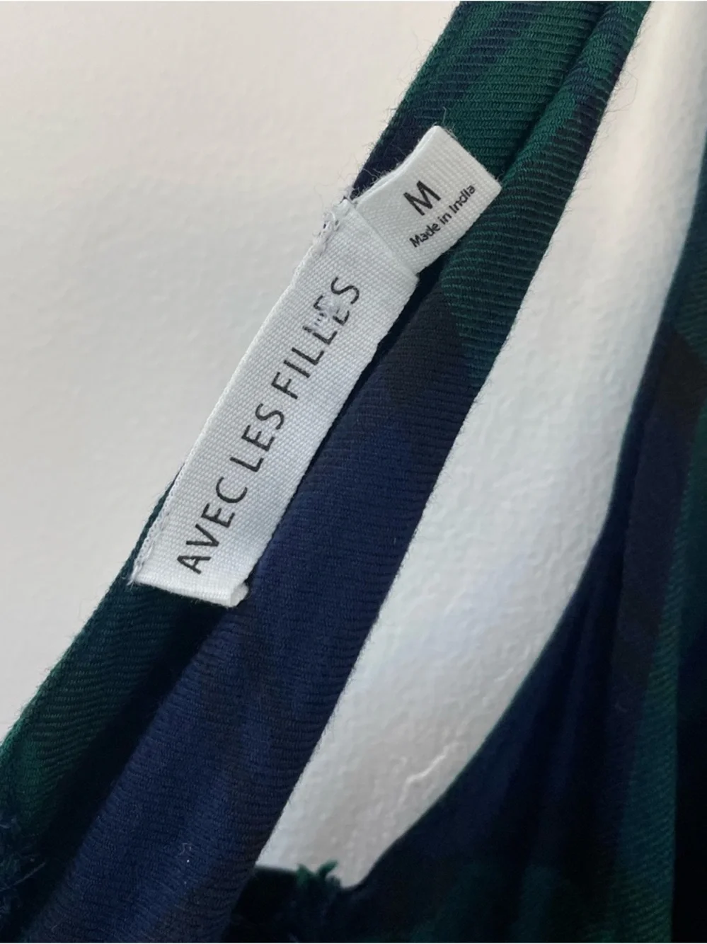 AVEC LES FILLES Green Blue Plaid Maxi Dress Slip Bias Cut Grunge Dark Academia M - Picture 8 of 9